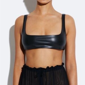 LAPOINTE (GREEN/YELLOW) Stretch Faux Leather Bra Top